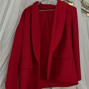 Red Women's Open-Front Blazer Jacket